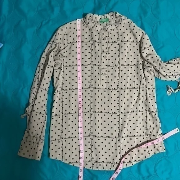 United Colors of Benetton long sleeve mandarin color button down blouse size XS - Picture 9 of 10